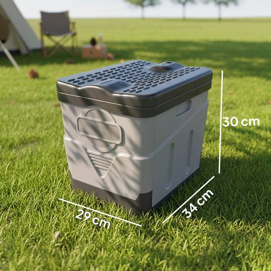 Toilettes portables en polypropylène avec 12 sachets de produit solidifiant et 12 sacs, capacité de charge de 100 kg, gris foncé - Image 5