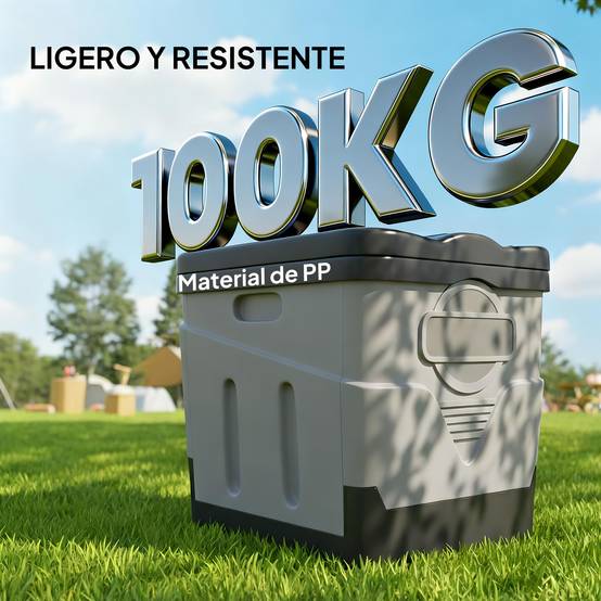 Toilettes portables en polypropylène avec 12 sachets de produit solidifiant et 12 sacs, capacité de charge de 100 kg, gris foncé - Image 8