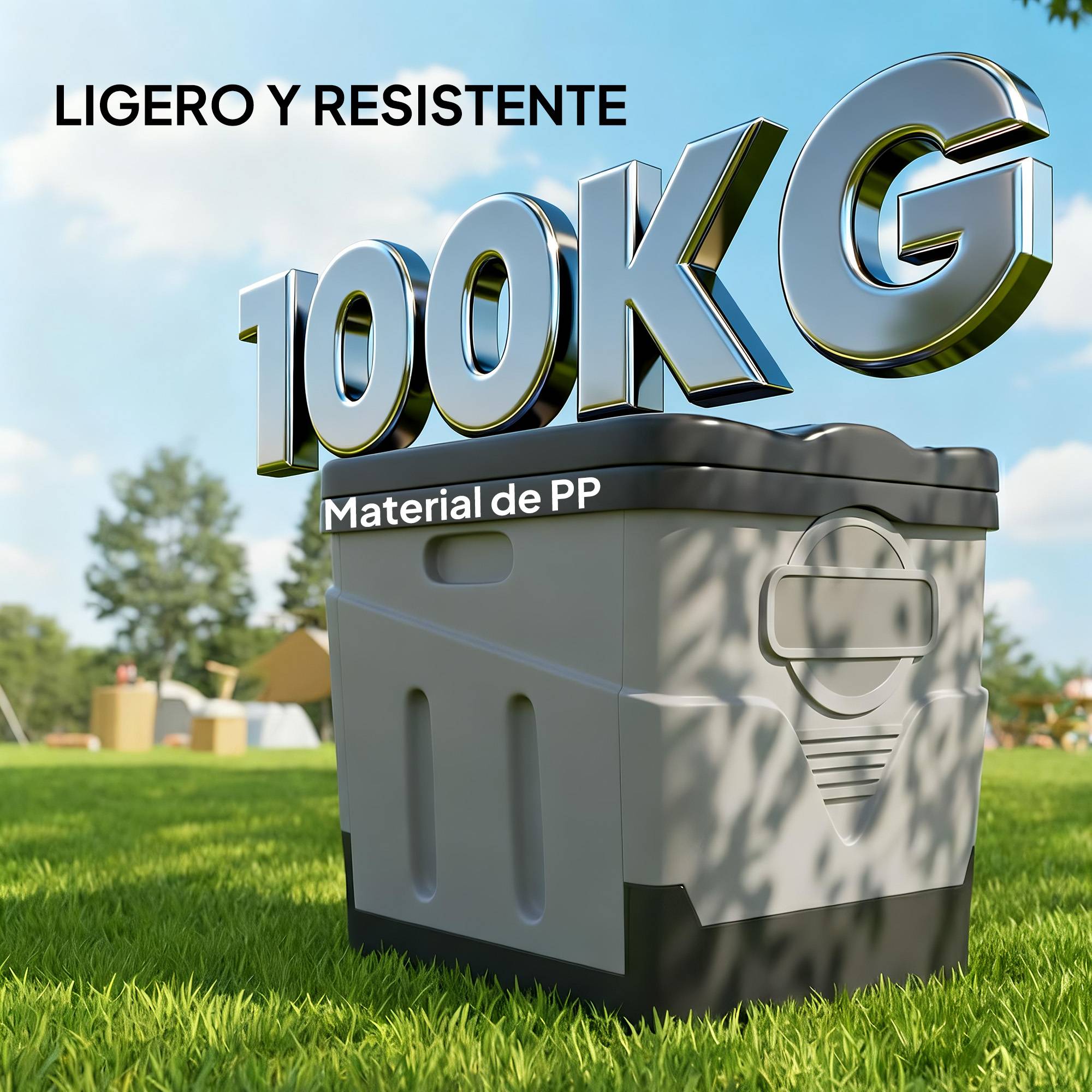 Toilettes portables en polypropylène avec 12 sachets de produit solidifiant et 12 sacs, capacité de charge de 100 kg, gris foncé - Image 8