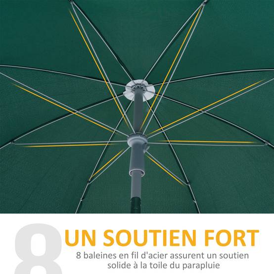 Parasol inclinable octogonal en métal et polyester vert 294 x 198 x 255 cm - PANGIVO - Image 8