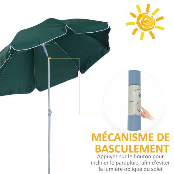 Parasol inclinable octogonal en métal et polyester vert 294 x 198 x 255 cm - PANGIVO - Image 6