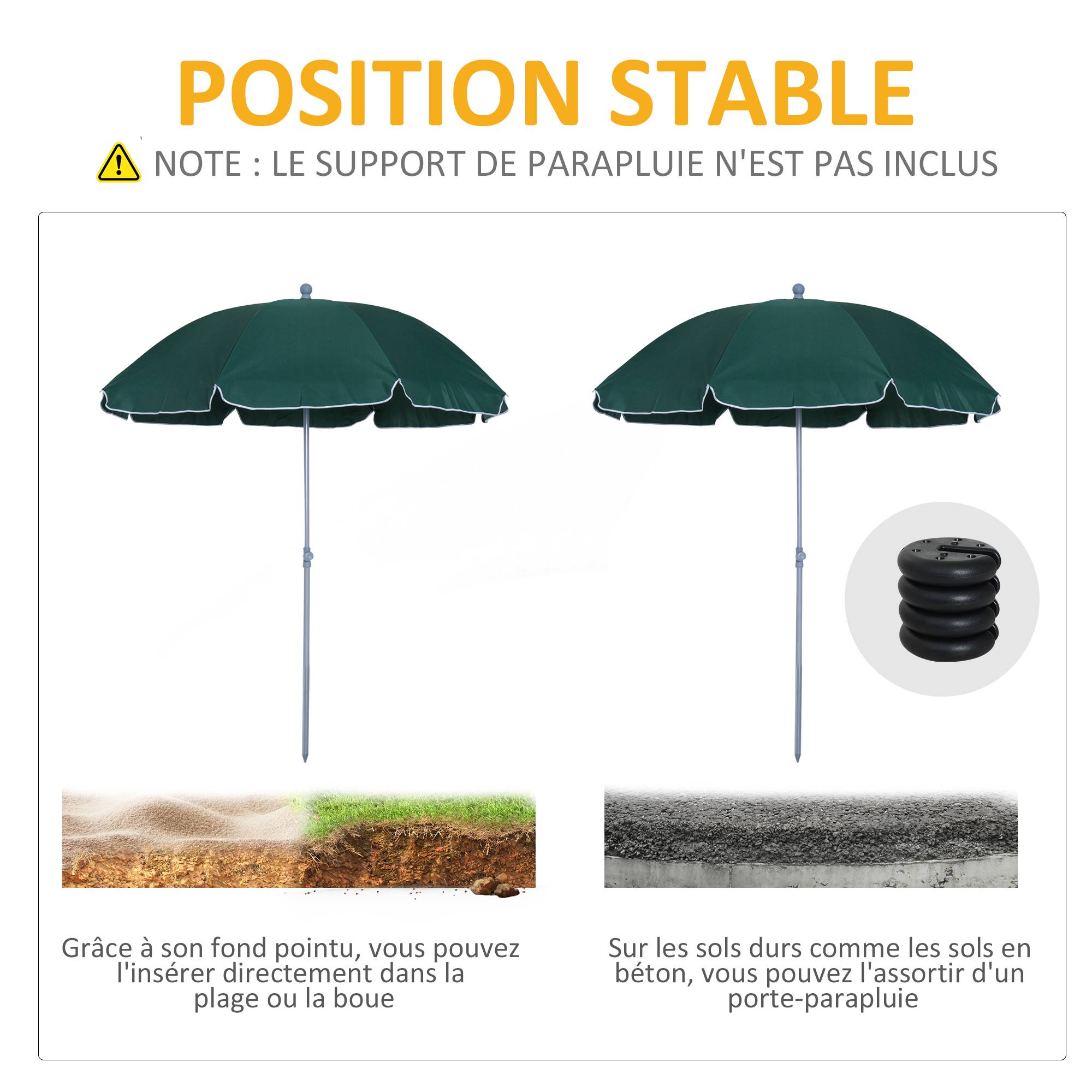 Parasol inclinable octogonal en métal et polyester vert 294 x 198 x 255 cm - PANGIVO - Image 9