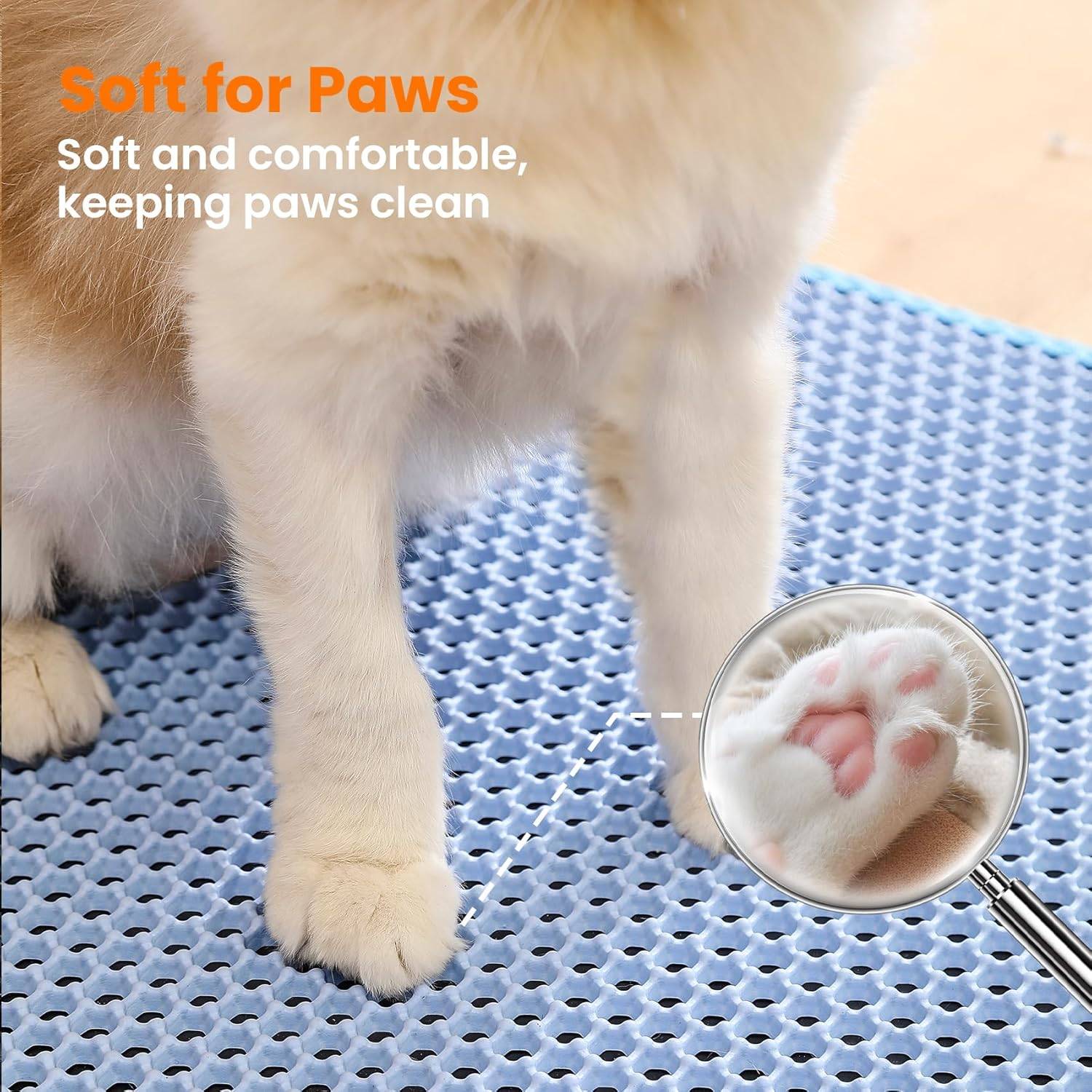 Tapis de litière pour chat, double couche, nid d'abeille, antidérapant, imperméable et anti-urine, accessoire pour chat, 30*45 cm, bleu-Lytech - Image 6