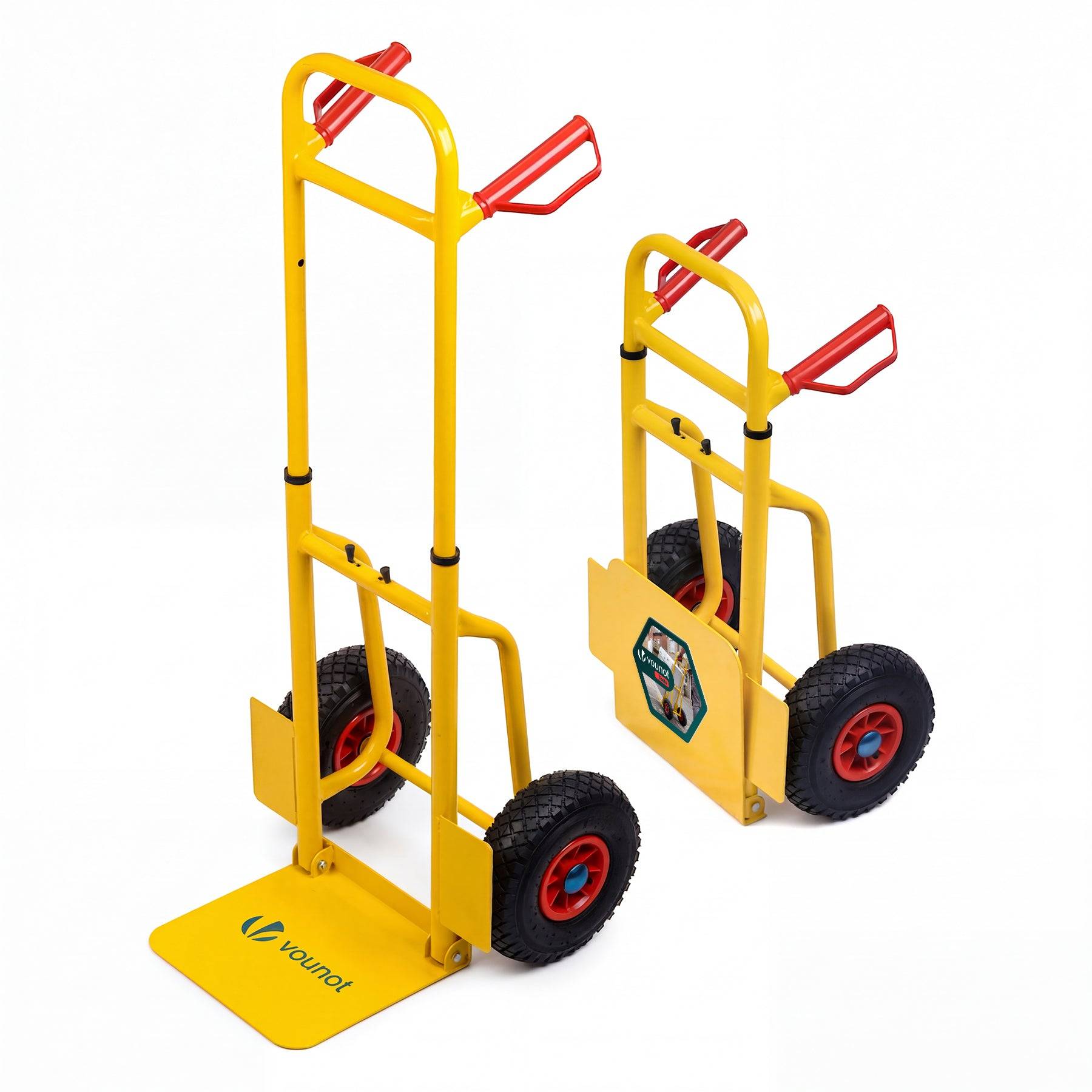 Vounot - Diable de transport pliable 200kg - Chariot de manutention avec roues gonflables et poignées ergonomiques - Jaune - VOUNOT® - Image 1