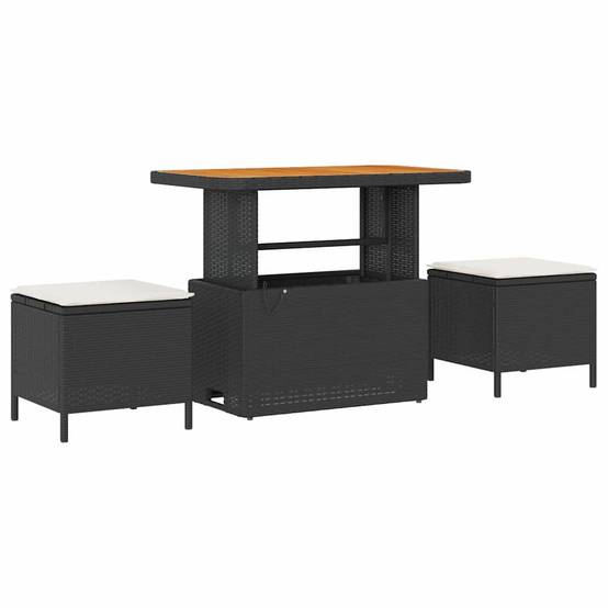 Ensemble Canapés 13 Pièces Poly Rotin Noir et Crème avec Table Rectangulaire et Coffres Rangement – ComfortXL Outdoor Living - Image 4