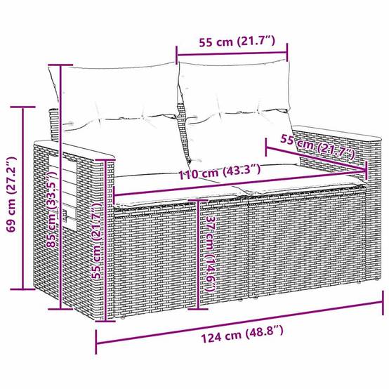 Ensemble Canapés 13 Pièces Poly Rotin Noir et Crème avec Table Rectangulaire et Coffres Rangement – ComfortXL Outdoor Living - Image 5