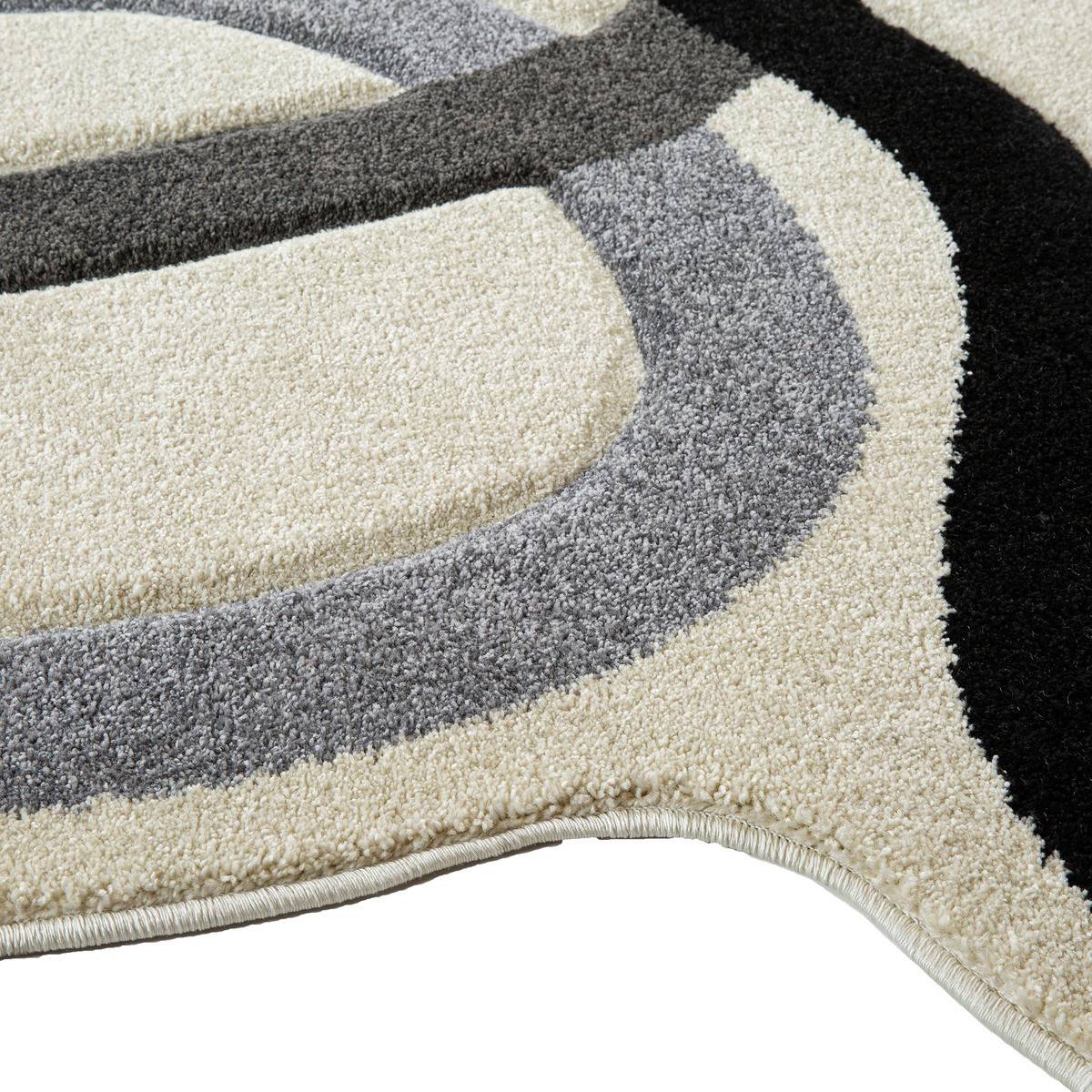 Tapis décoratif esprit art déco Blanc Ivoire motifs graphiques 200 x 216 cm - Image 2