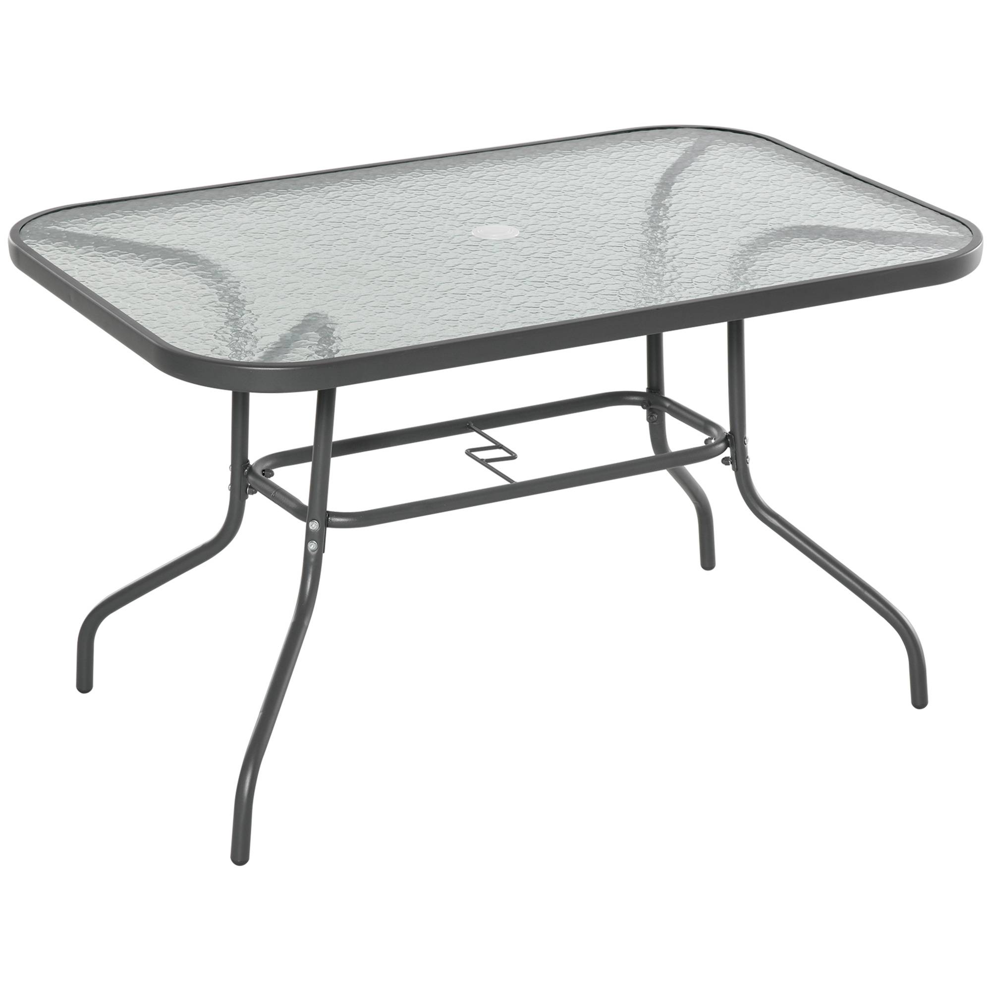 Table de Jardin rectangulaire dim. 120L X 80l x 70H cm métal époxy Gris Plateau Verre trempé - Image 2