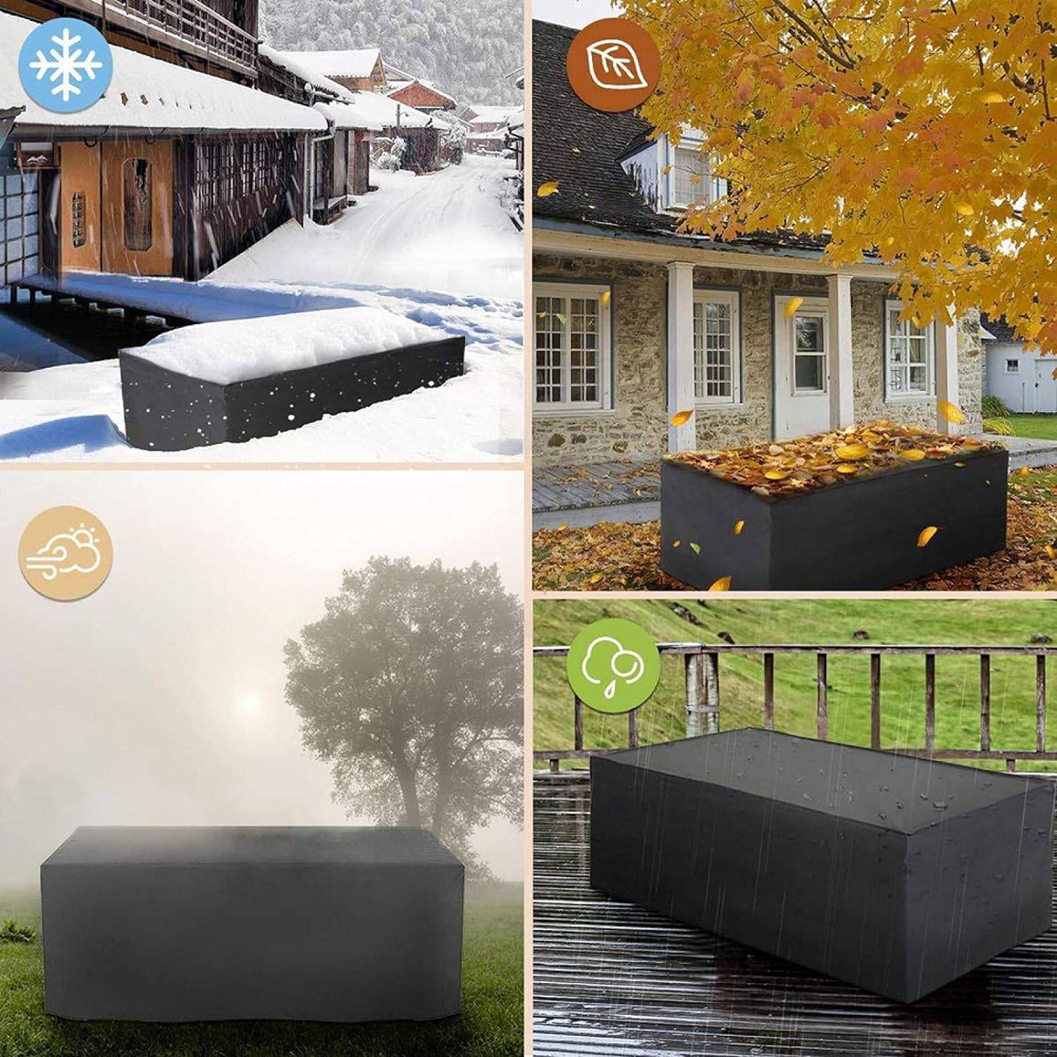 IntiMeg - Housse Salon de Jardin 210D Oxford Tissu Housse de Protection pour Mobilier Protection contre la pluie et la poussière, Anti-UV (130x130x74cm,noir) - Image 5