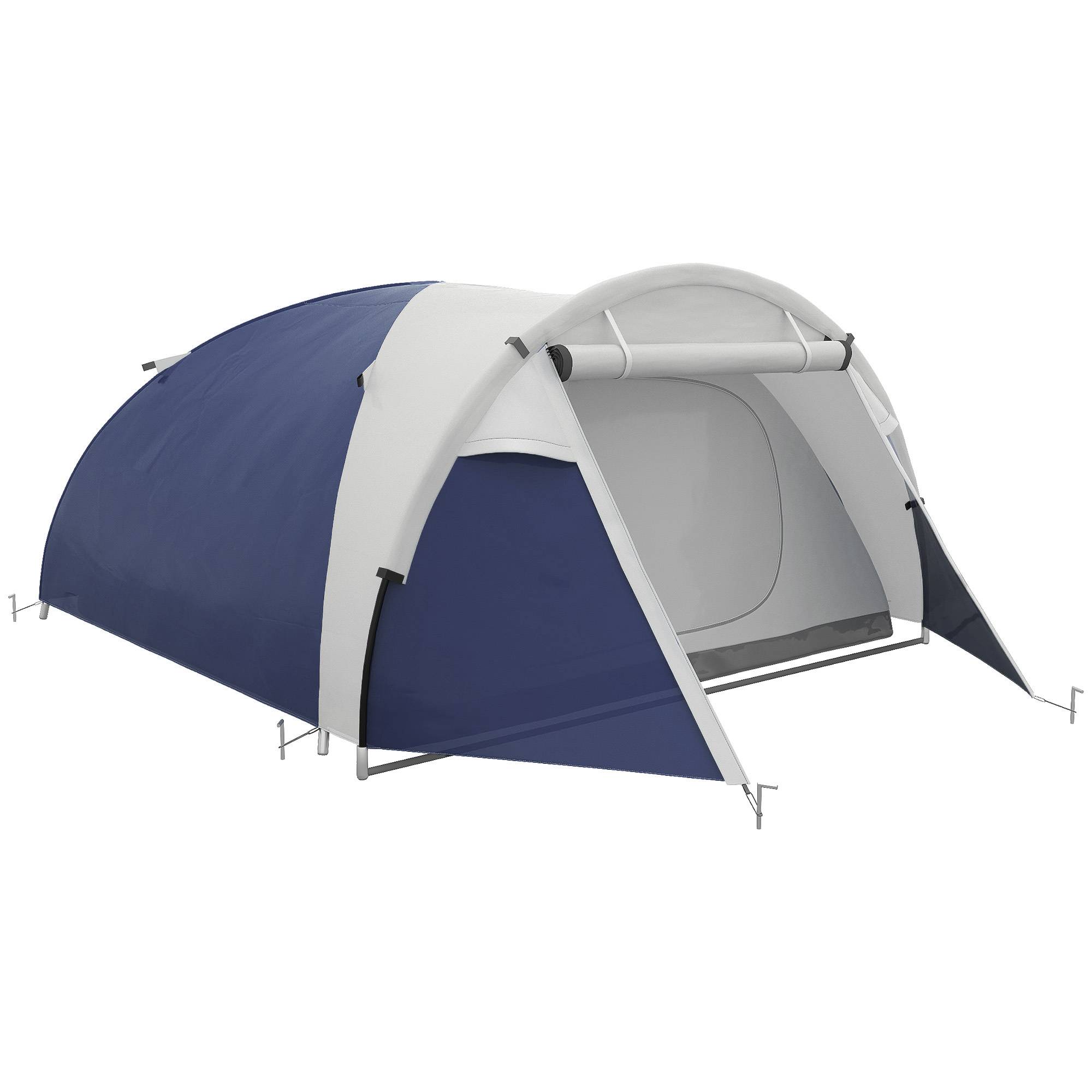 ComfortXL - Tente camping 3-4 personnes polyester fibre de verre 320 x 240 x 130 cm bleue imperméable randonnée famille - Image 10