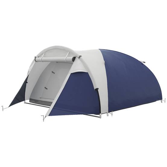 ComfortXL - Tente camping 3-4 personnes polyester fibre de verre 320 x 240 x 130 cm bleue imperméable randonnée famille - Image 2