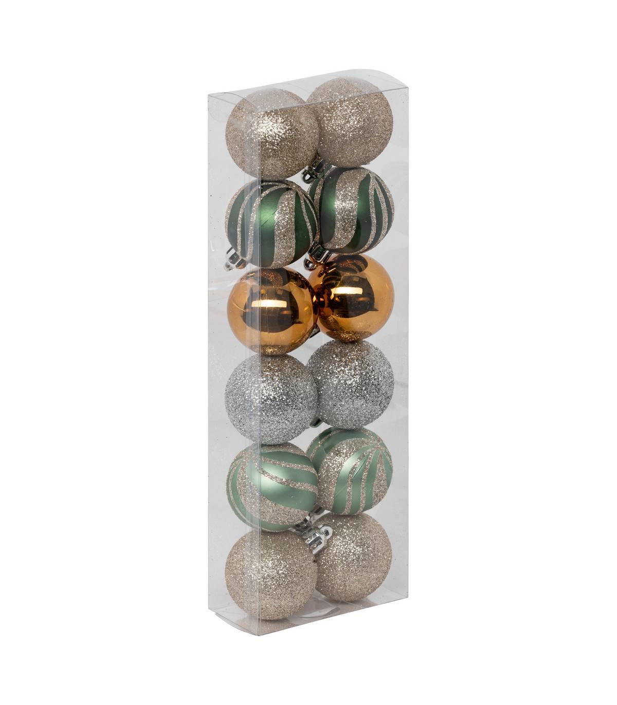 Fééric Lights & Christmas - Déco de sapin Lot de 12 Boules de Noël D 4 cm - Vert et Cuivre - Image 1