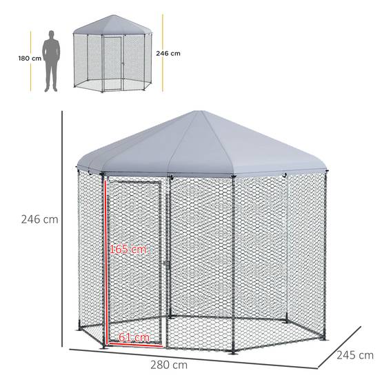 Enclos poulailler extérieur 5 m² parc grillagé dim. 2,8L x 2,45l x 2,46H - espace couvert - 5/8 poules - Image 5