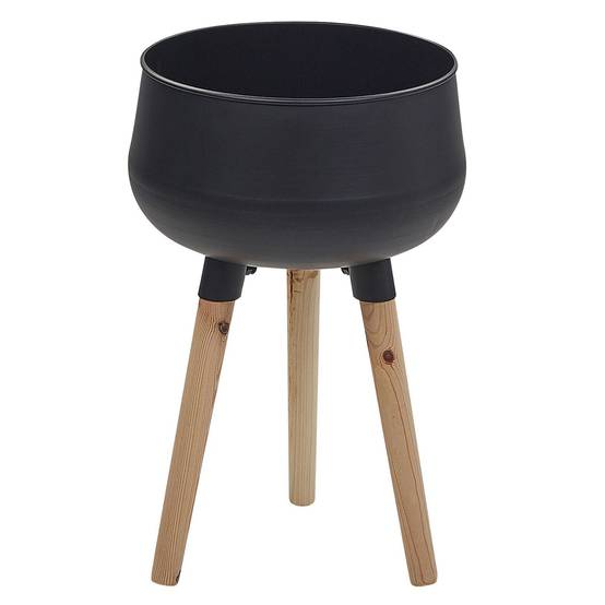 Cache-pot d'extérieur Métal Noir AGROS - Beliani - Image 1