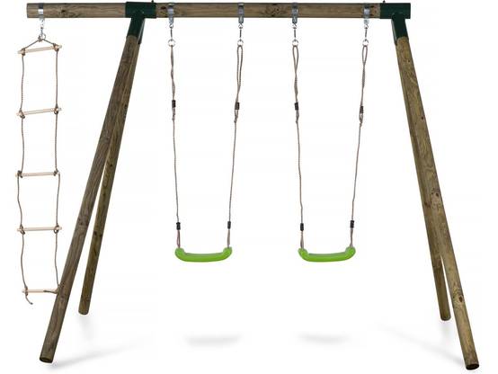 Portique Bois "timo" - Avec 2 Balançoires Et 1 échelle De Corde. -habitat Et Jardin - Image 2