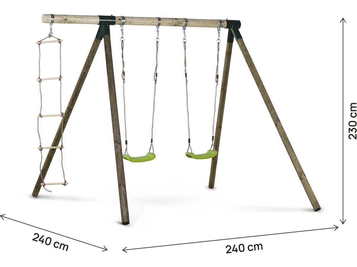 Habitat Et Jardin - Portique Bois "timo" - Avec 2 Balançoires Et 1 échelle De Corde. -habitat Et Jardin - Image 3