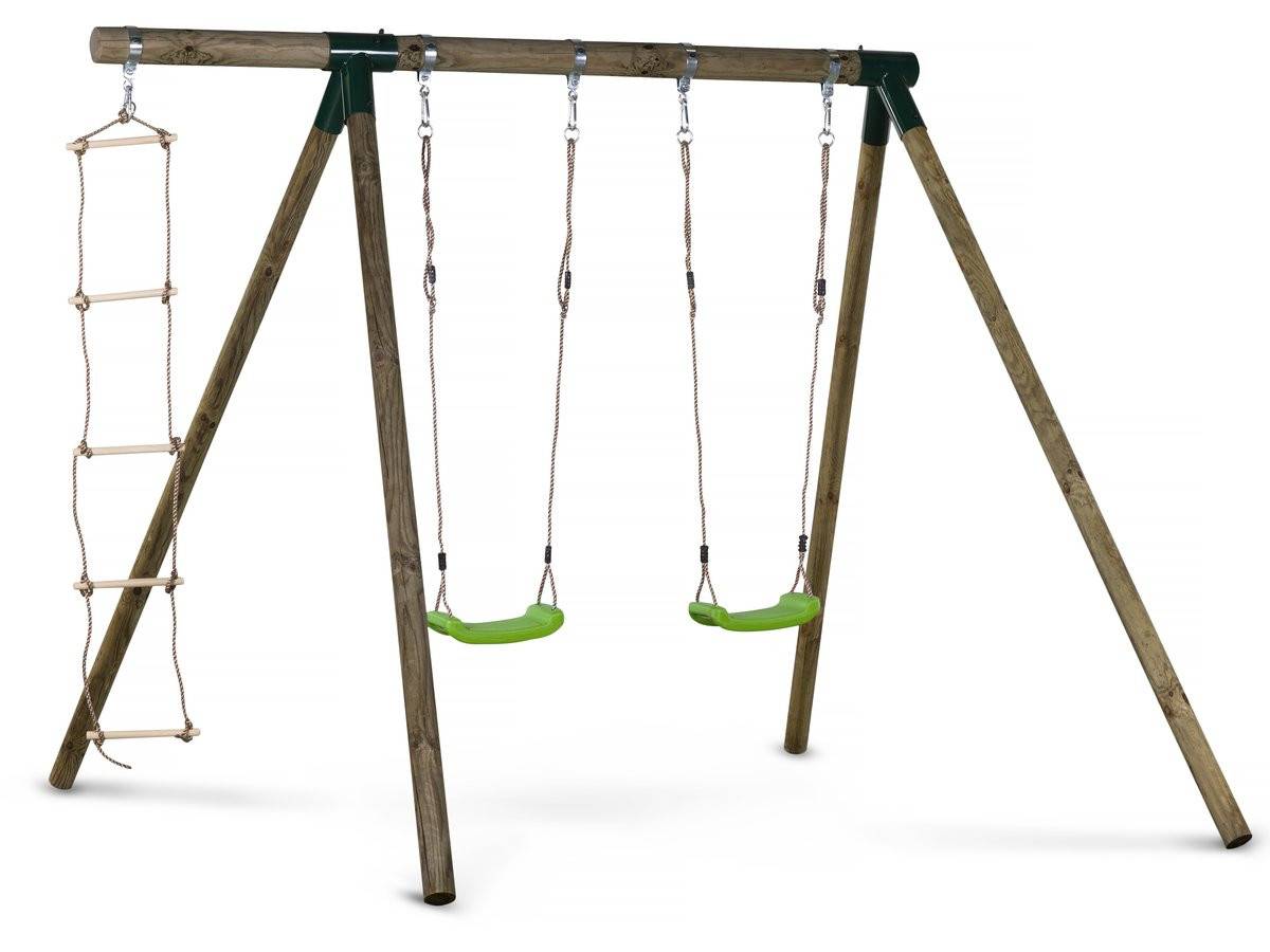 Portique Bois "timo" - Avec 2 Balançoires Et 1 échelle De Corde. -habitat Et Jardin - Image 1