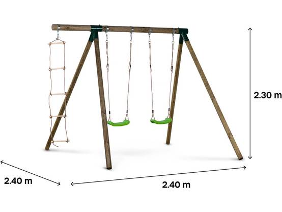 Portique Bois "timo" - Avec 2 Balançoires Et 1 échelle De Corde. -habitat Et Jardin - Image 4