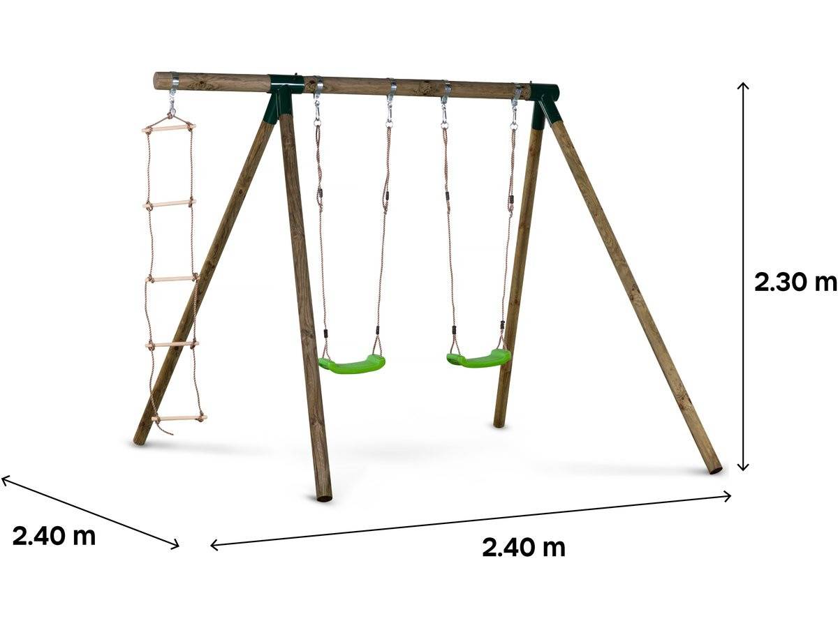 Portique Bois "timo" - Avec 2 Balançoires Et 1 échelle De Corde. -habitat Et Jardin - Image 4