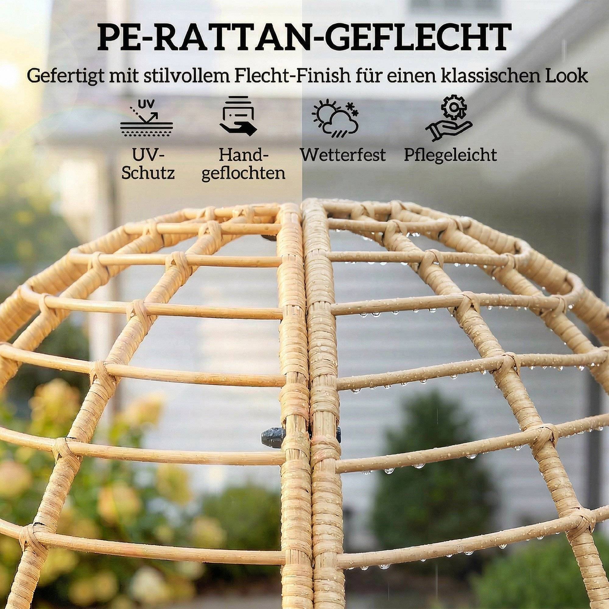 ComfortXL - Fauteuil de jardin œuf en résine tressée beige avec repose-pieds et coussins épais pour terrasse détente - Image 5