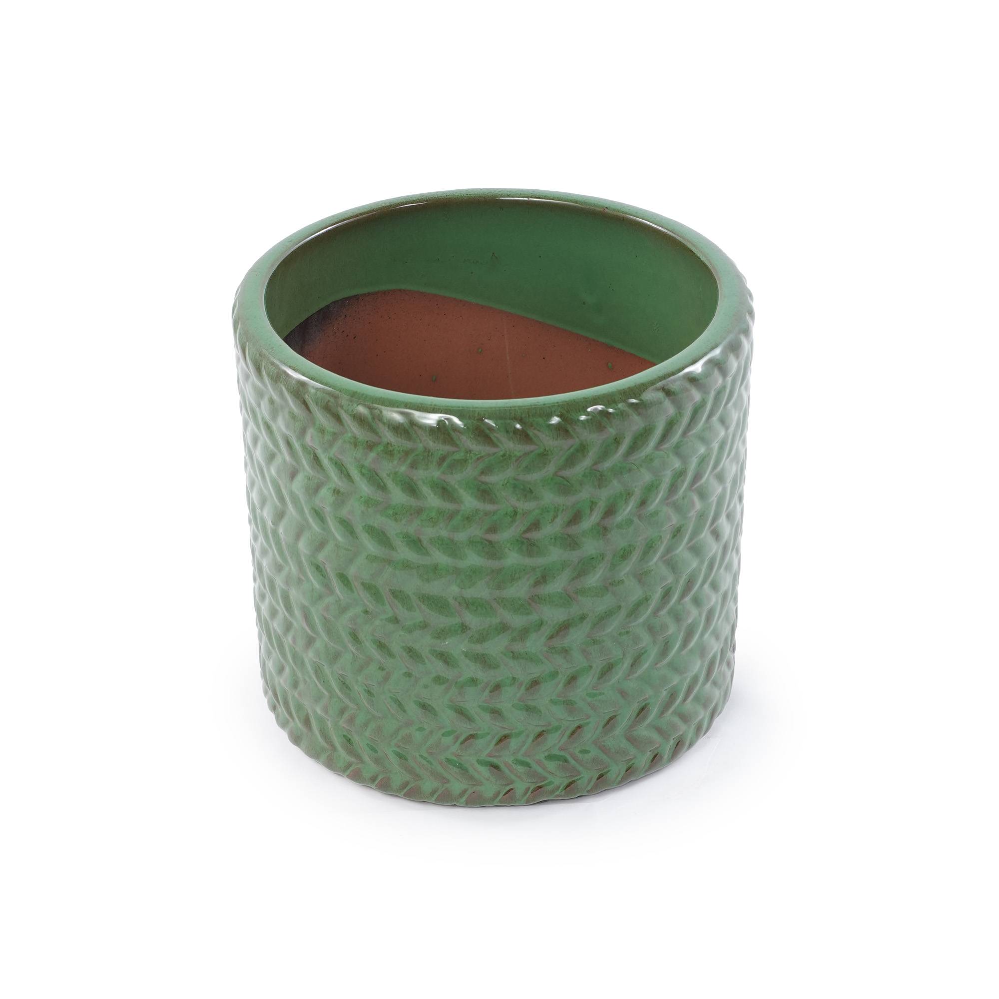ComfortXL - Lot de 4 pots de fleurs en céramique Ø37/31/24,5/17,5 cm vert olive extérieur avec drainage - ComfortXL Outdoor Living - Image 5