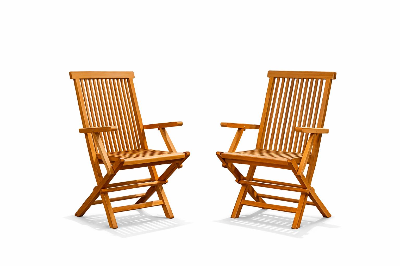 Lot de 2 fauteuils pliants jardin teck massif brut TECK - Image 1