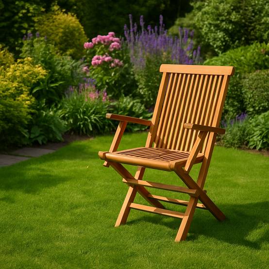 Lot de 2 fauteuils pliants jardin teck massif brut TECK - Image 3