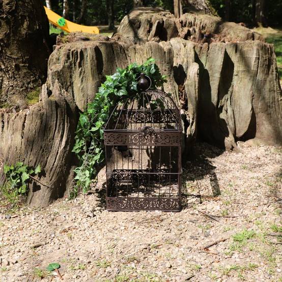 Cage à oiseaux décorative ancienne métal marron 62x34x34cm Chemin de campagne - Image 3