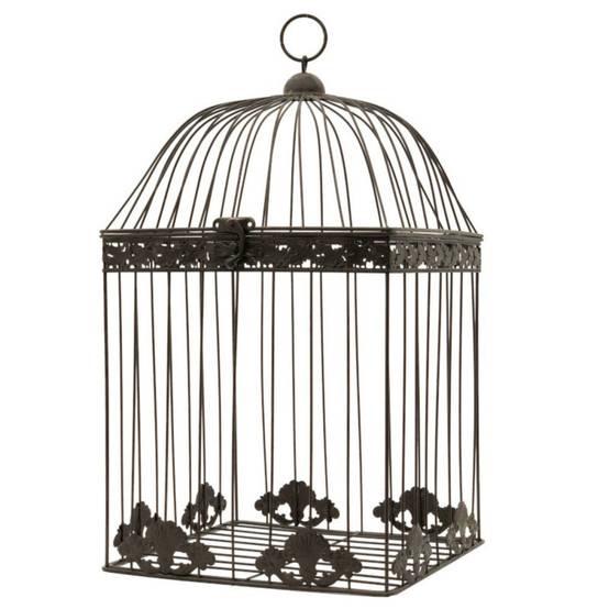 Cage à oiseaux décorative ancienne métal marron 62x34x34cm Chemin de campagne - Image 1
