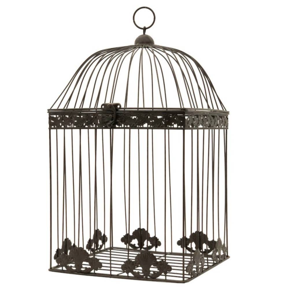 Cage à oiseaux décorative ancienne métal marron 62x34x34cm Chemin de campagne - Image 1