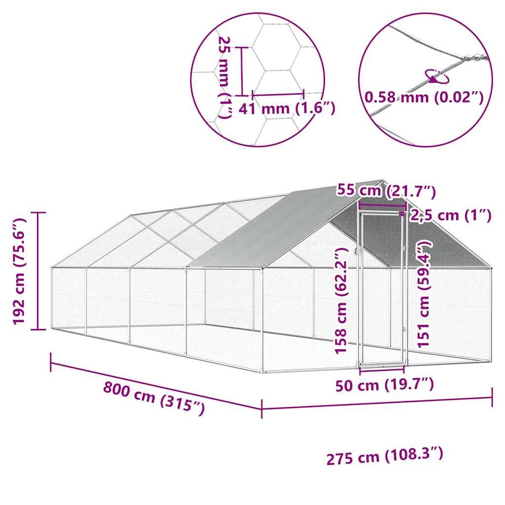 Enclos poulailler géant 8x2.75m en acier galvanisé et bâche de protection – ComfortXL Outdoor Living - Image 6