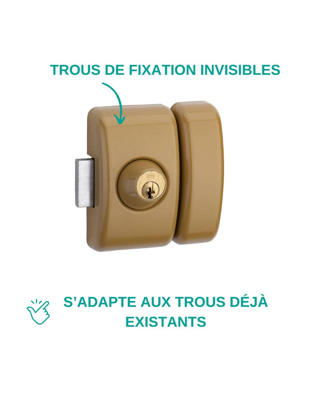 Verrou universel THIRARD double cylindre languette HG5 + 3 clés - Or - 00080474 - Image 4