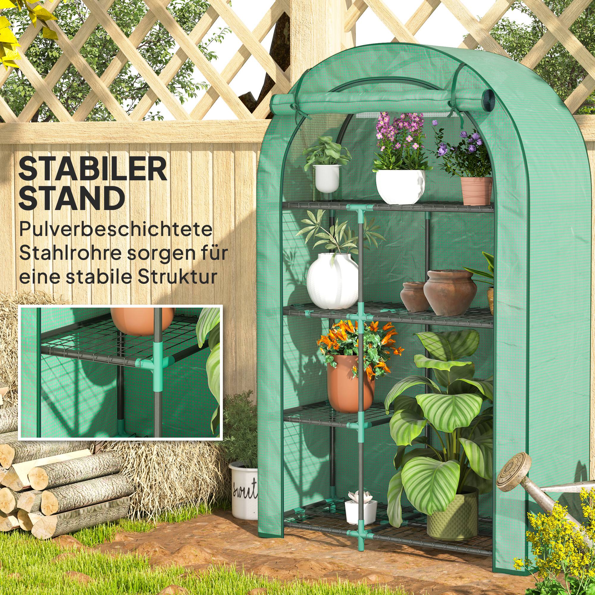 Mini serre jardin acier 4 niveaux protection semis 100x45x160cm vert - ComfortXL Outdoor Living - Image 9
