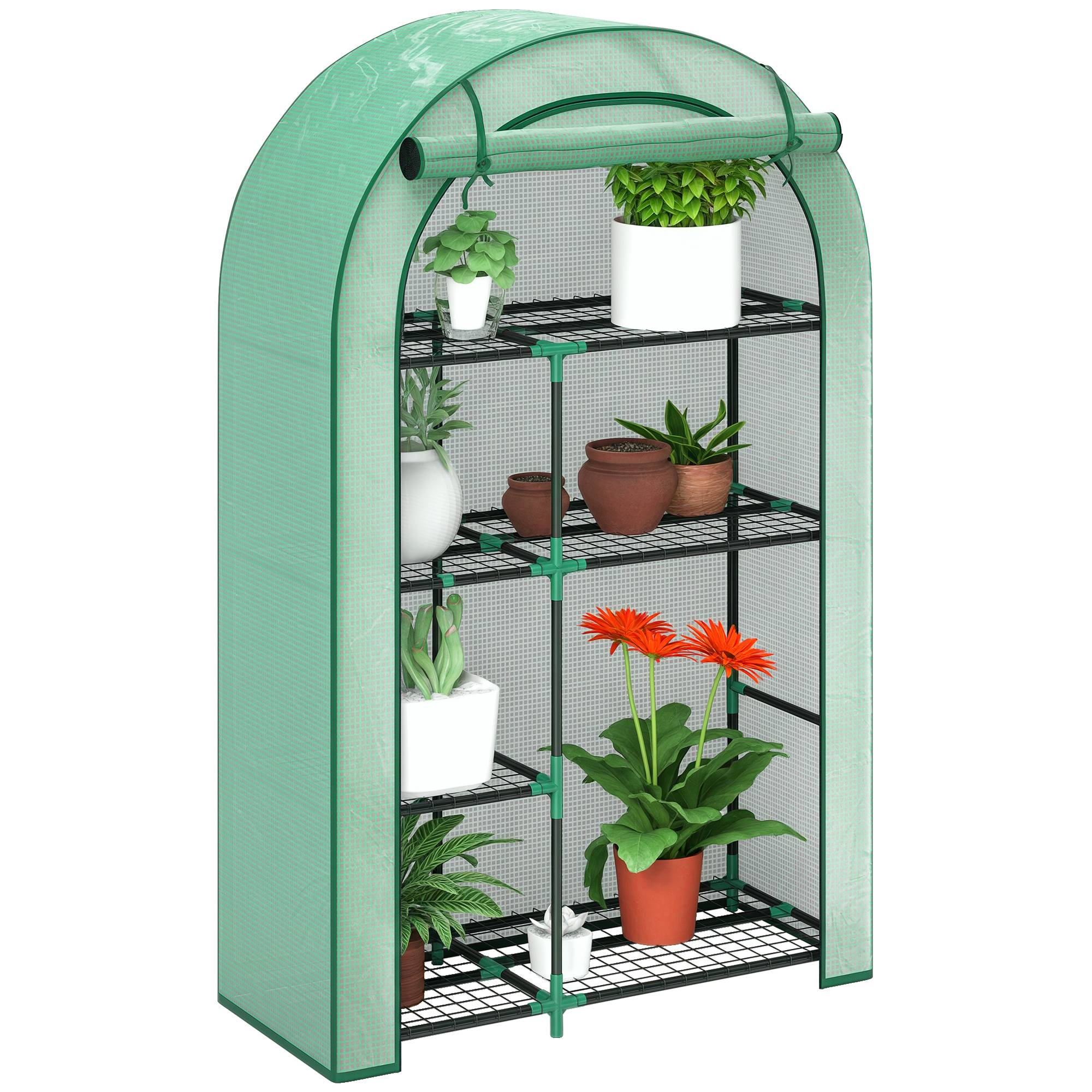 Mini serre jardin acier 4 niveaux protection semis 100x45x160cm vert - ComfortXL Outdoor Living - Image 1