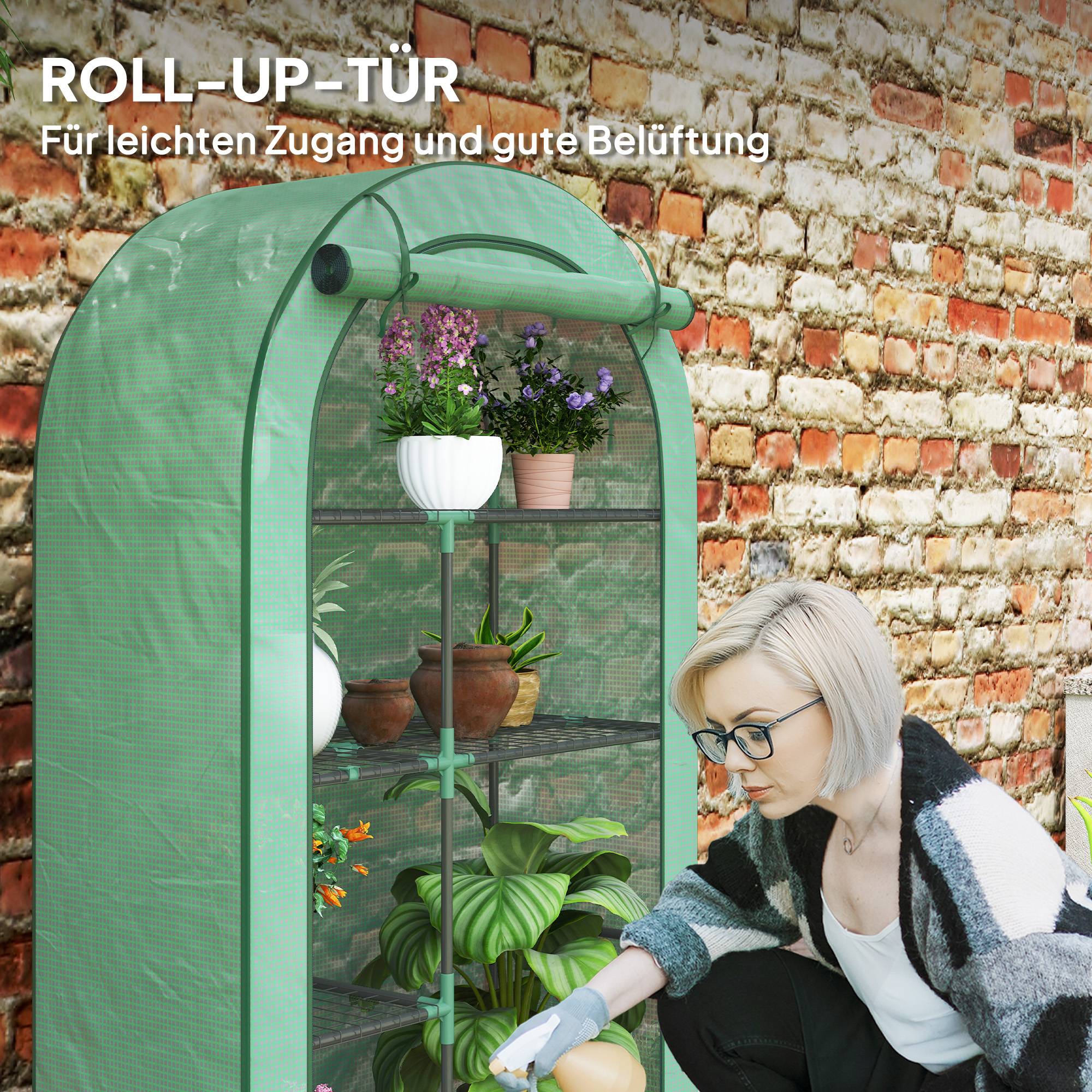 Mini serre jardin acier 4 niveaux protection semis 100x45x160cm vert - ComfortXL Outdoor Living - Image 8