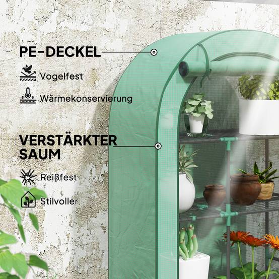 Mini serre jardin acier 4 niveaux protection semis 100x45x160cm vert - ComfortXL Outdoor Living - Image 6