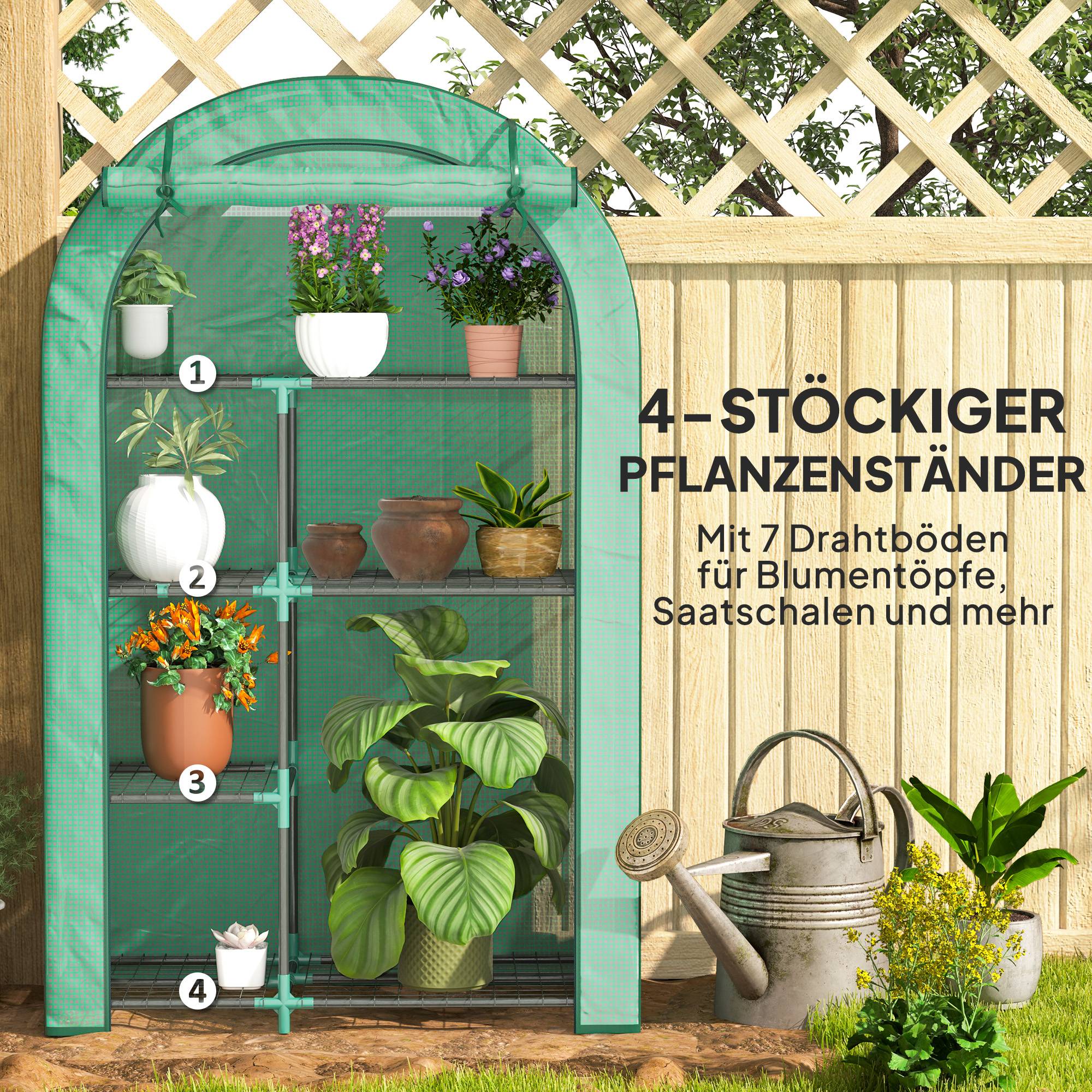 Mini serre jardin acier 4 niveaux protection semis 100x45x160cm vert - ComfortXL Outdoor Living - Image 7
