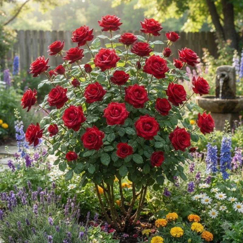 Rosier à grandes fleurs Ingrid Bergman® 'Poulman' à fleurs Rouge/ - feuillage Caduc - Pot de 3L - 20/40 cm - Image 2