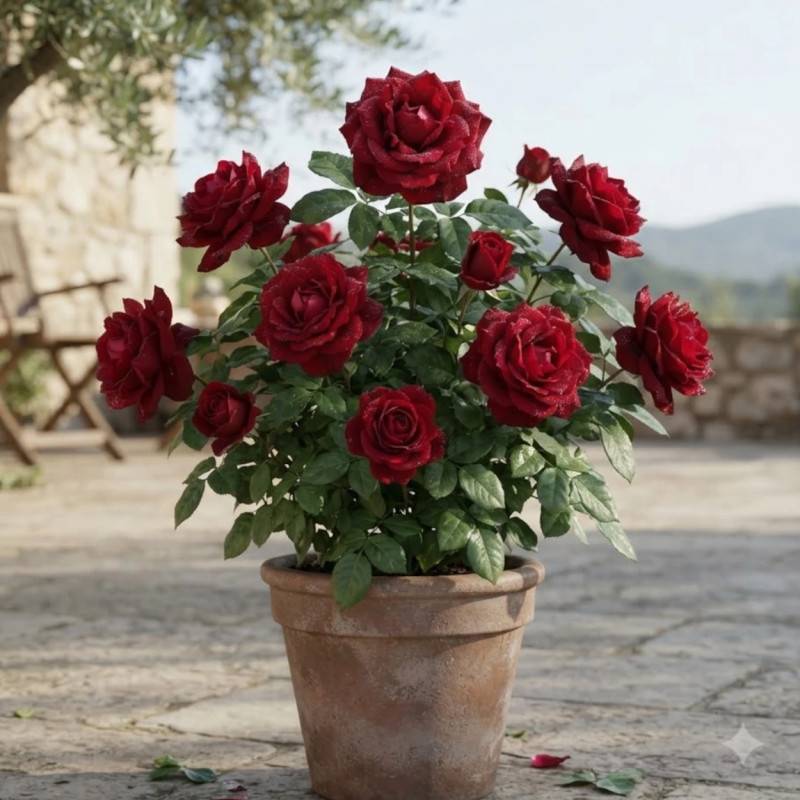 Rosier à grandes fleurs Ingrid Bergman® 'Poulman' à fleurs Rouge/ - feuillage Caduc - Pot de 3L - 20/40 cm - Image 3