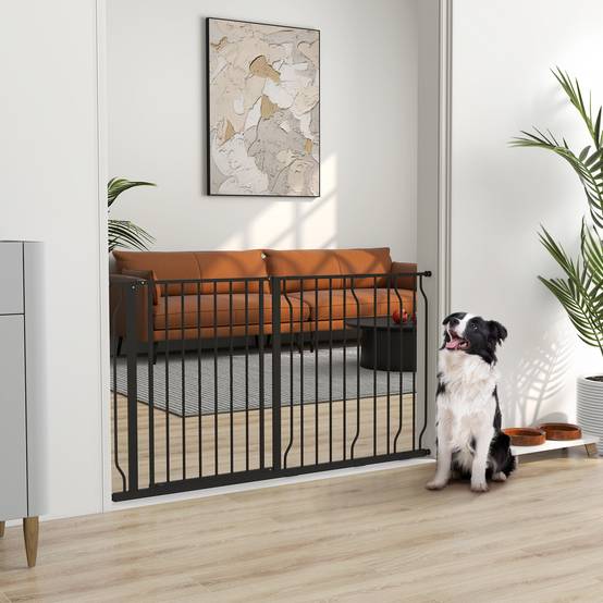 Barrière de sécurité acier pour animaux fixation par pression 145cm noir - ComfortXL Outdoor Living - Image 3