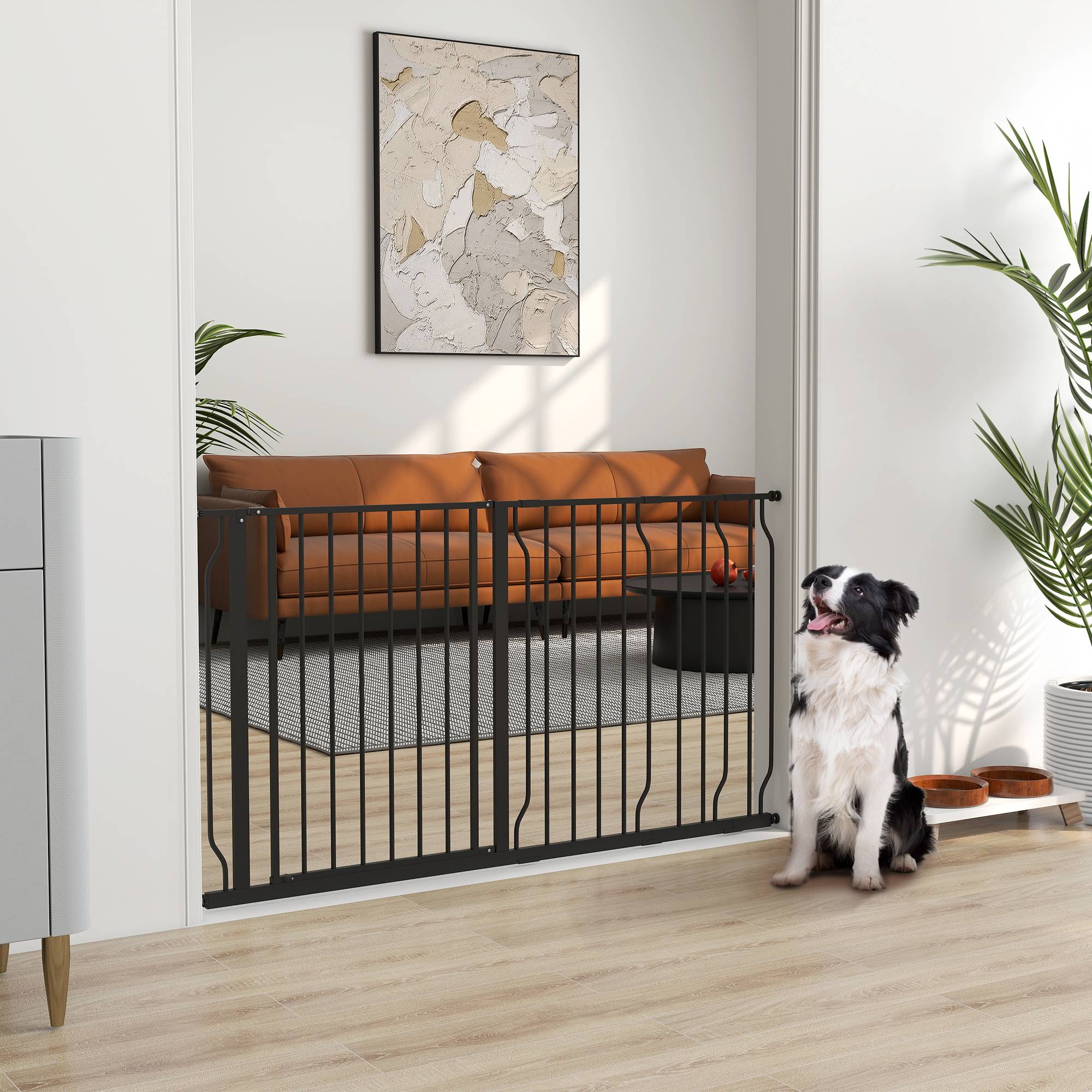 Barrière de sécurité acier pour animaux fixation par pression 145cm noir - ComfortXL Outdoor Living - Image 3