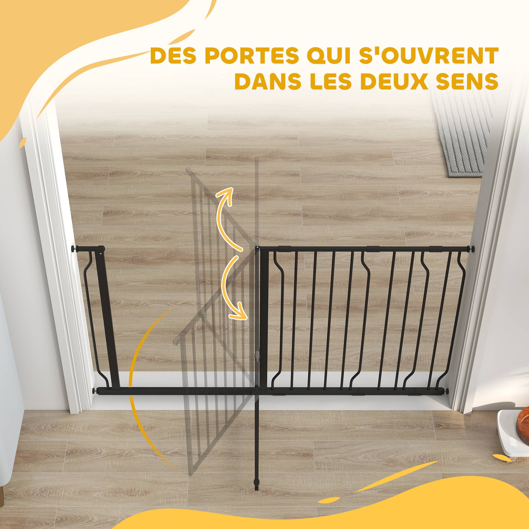 Barrière de sécurité acier pour animaux fixation par pression 145cm noir - ComfortXL Outdoor Living - Image 10