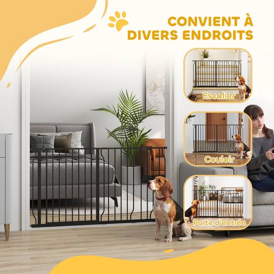 Barrière de sécurité acier pour animaux fixation par pression 145cm noir - ComfortXL Outdoor Living - Image 9