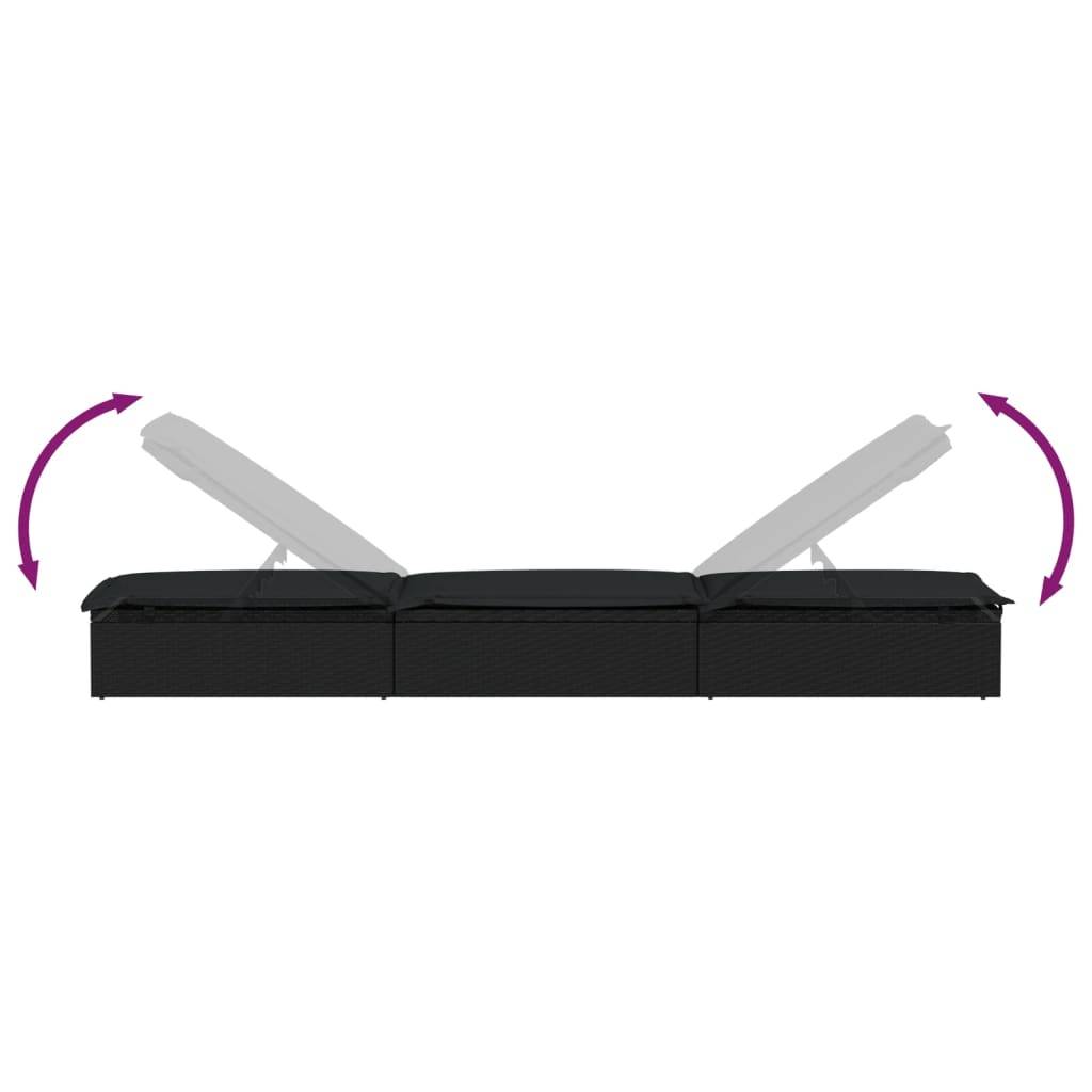 Vidaxl - Transat 1 pc avec table noir résine tressée vidaXL 319634 - Image 8