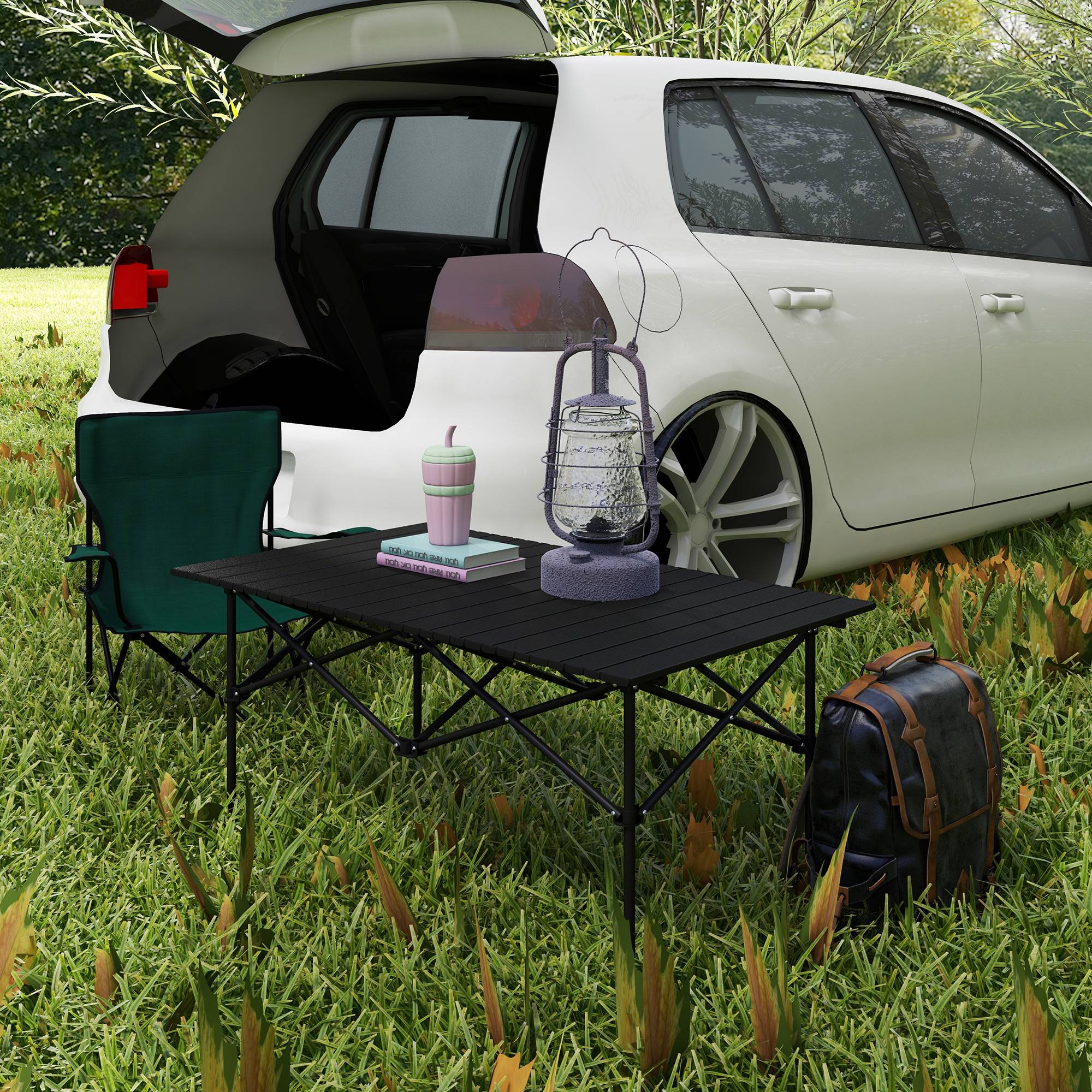 Table de camping pliante aluminium noir 95 x 55 x 50 cm - PANGIVO - Image 4