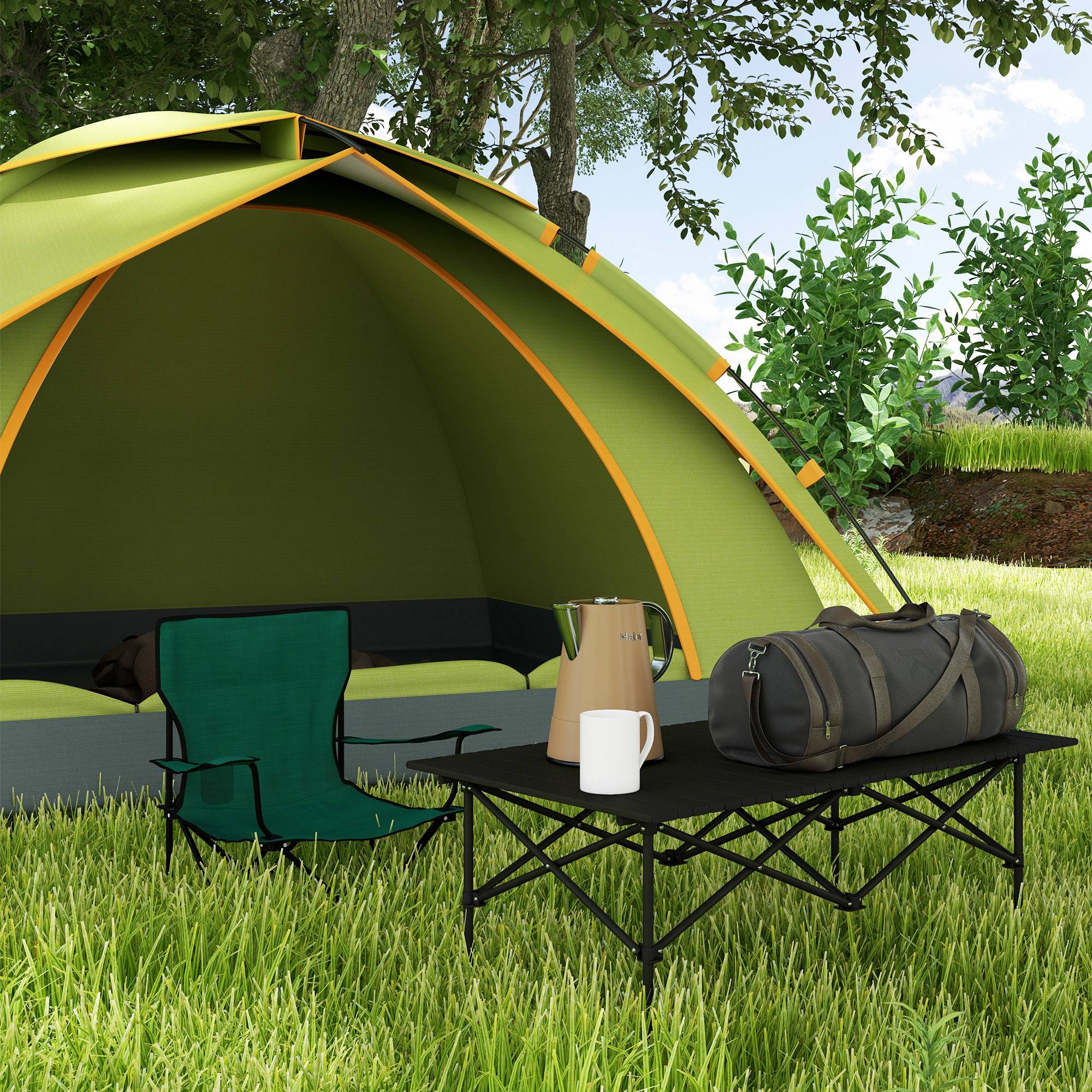 Table de camping pliante aluminium noir 95 x 55 x 50 cm - PANGIVO - Image 3