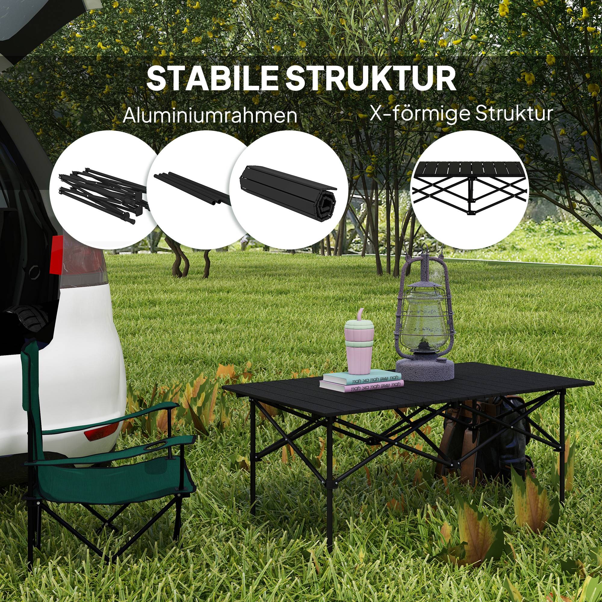 Table de camping pliante aluminium noir 95 x 55 x 50 cm - PANGIVO - Image 7