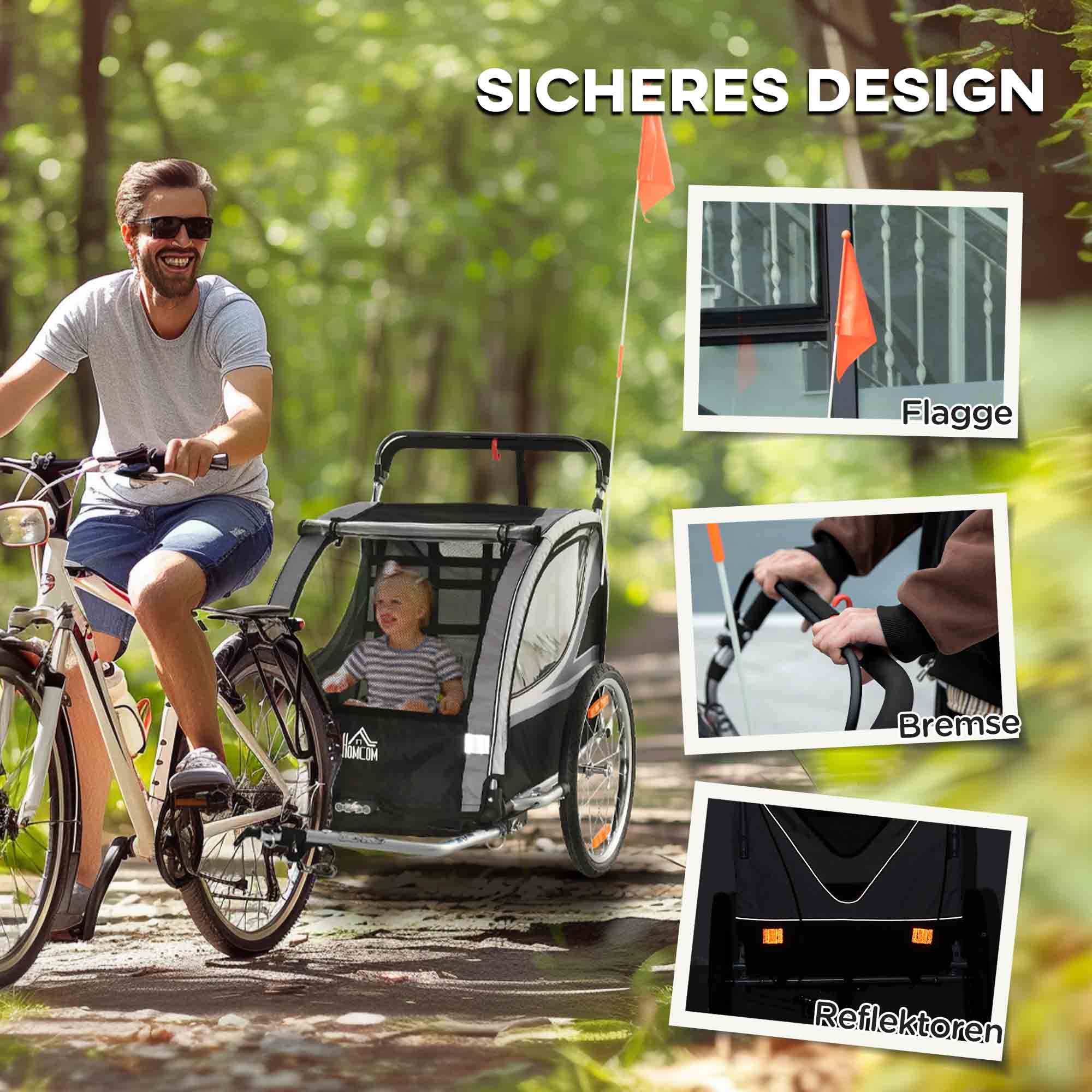 Remorque de vélo acier gris noir 142 x 75 x 101 cm - PANGIVO - Image 10