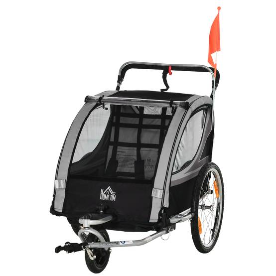 Remorque de vélo acier gris noir 142 x 75 x 101 cm - PANGIVO - Image 2