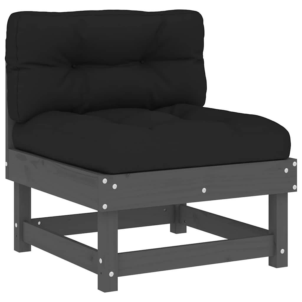 Canapés centraux avec coussins 2 pcs | Canapé D'extérieur | Sofa De Jardin gris bois de pin massif Maison Chic - Image 4